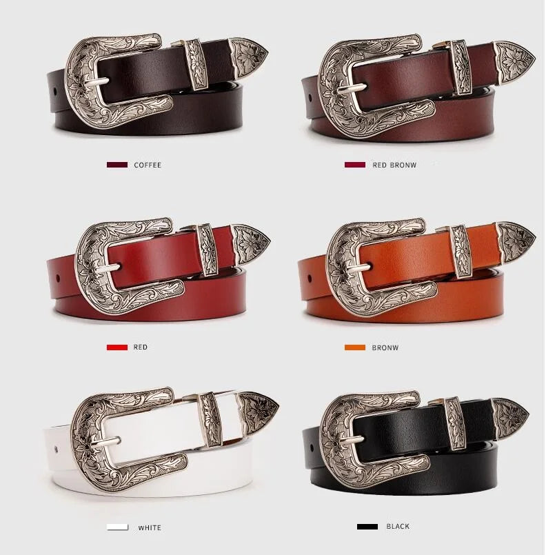 Vintage Leather Belt with Retro Buckle – 2025 Collection
