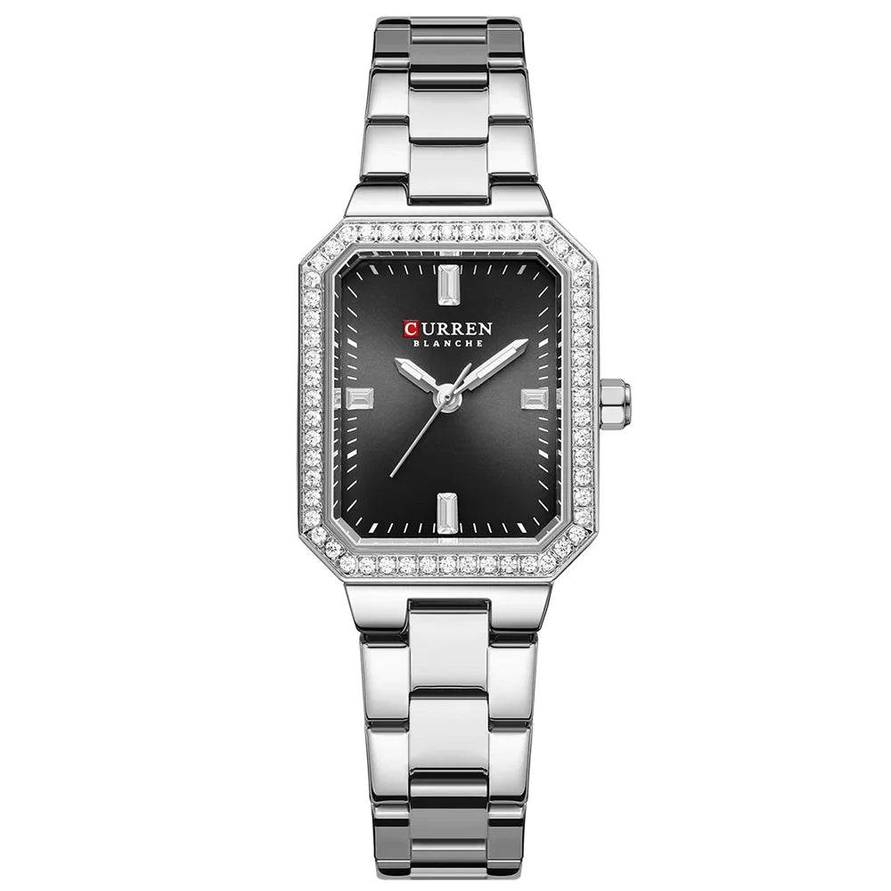 Luxury Rectangular Women’s Watch – Sparkling Elegance