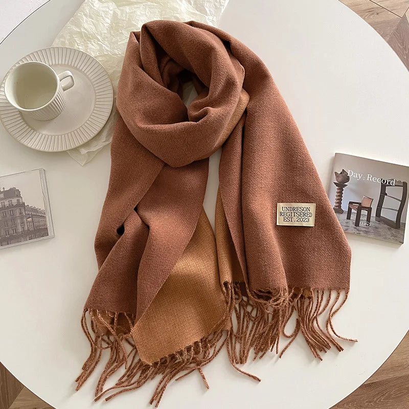 Double-Sided Faux Cashmere Winter Scarf – Winter 2025