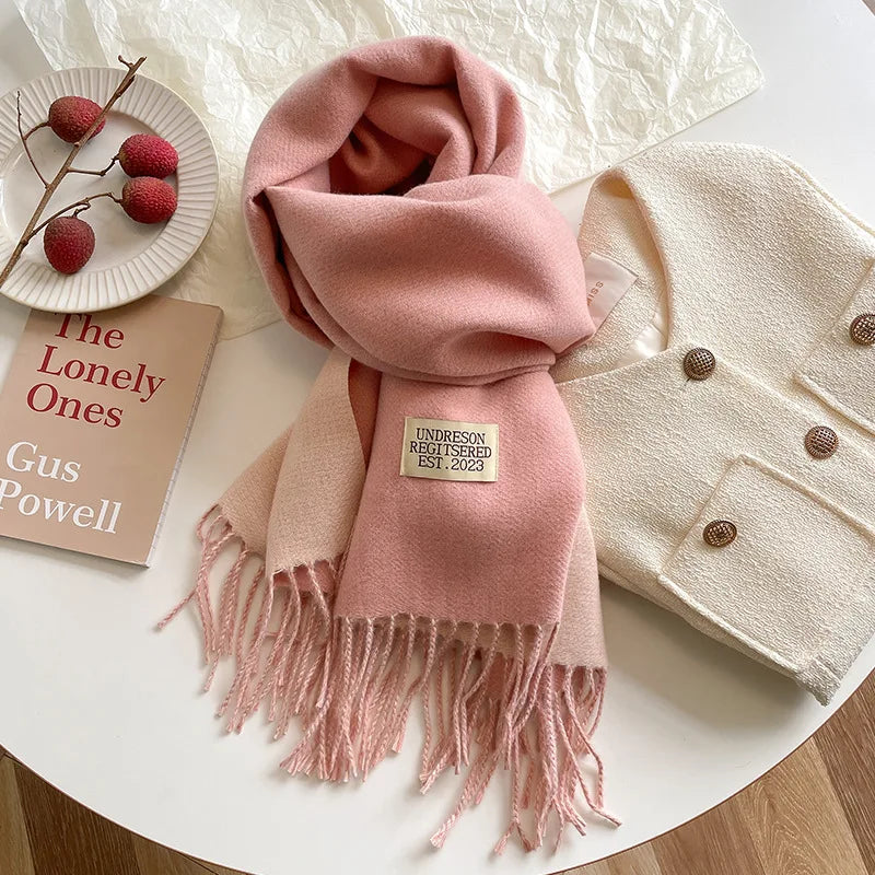 Double-Sided Faux Cashmere Winter Scarf – Winter 2025