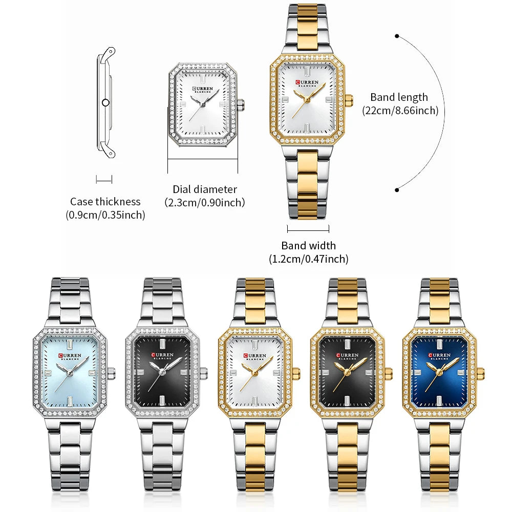 Luxury Rectangular Women’s Watch – Sparkling Elegance