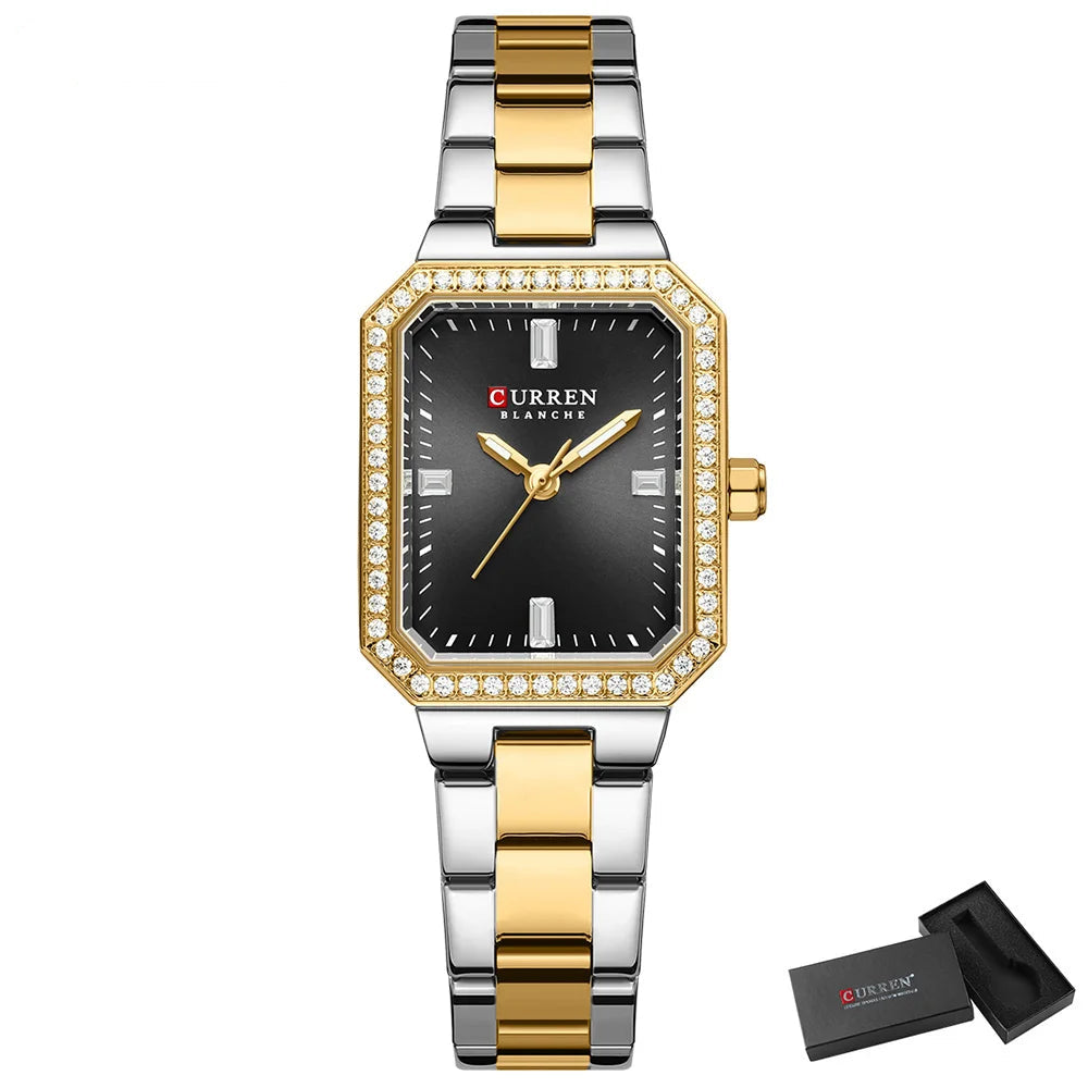 Luxury Rectangular Women’s Watch – Sparkling Elegance