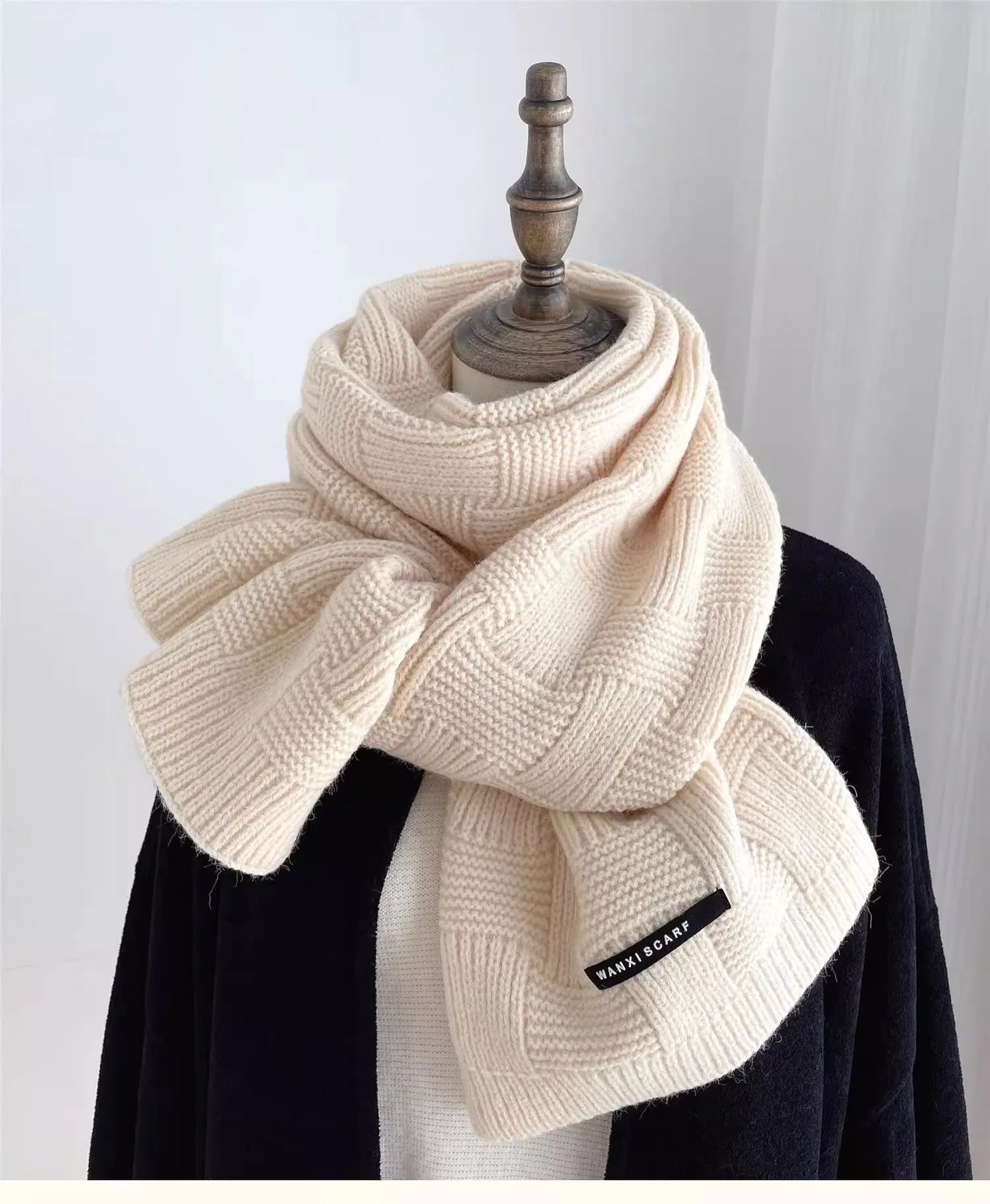 Emerald Striped Knitted Wool Scarf – Winter 2025