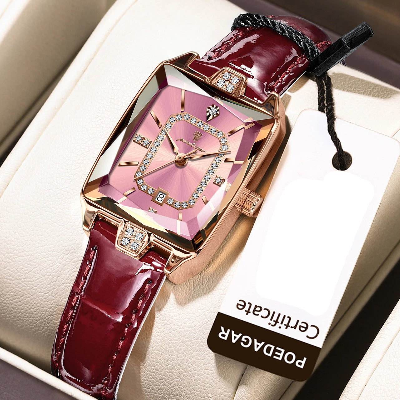Luxury Rectangle Leather Watch – 2025 Collection