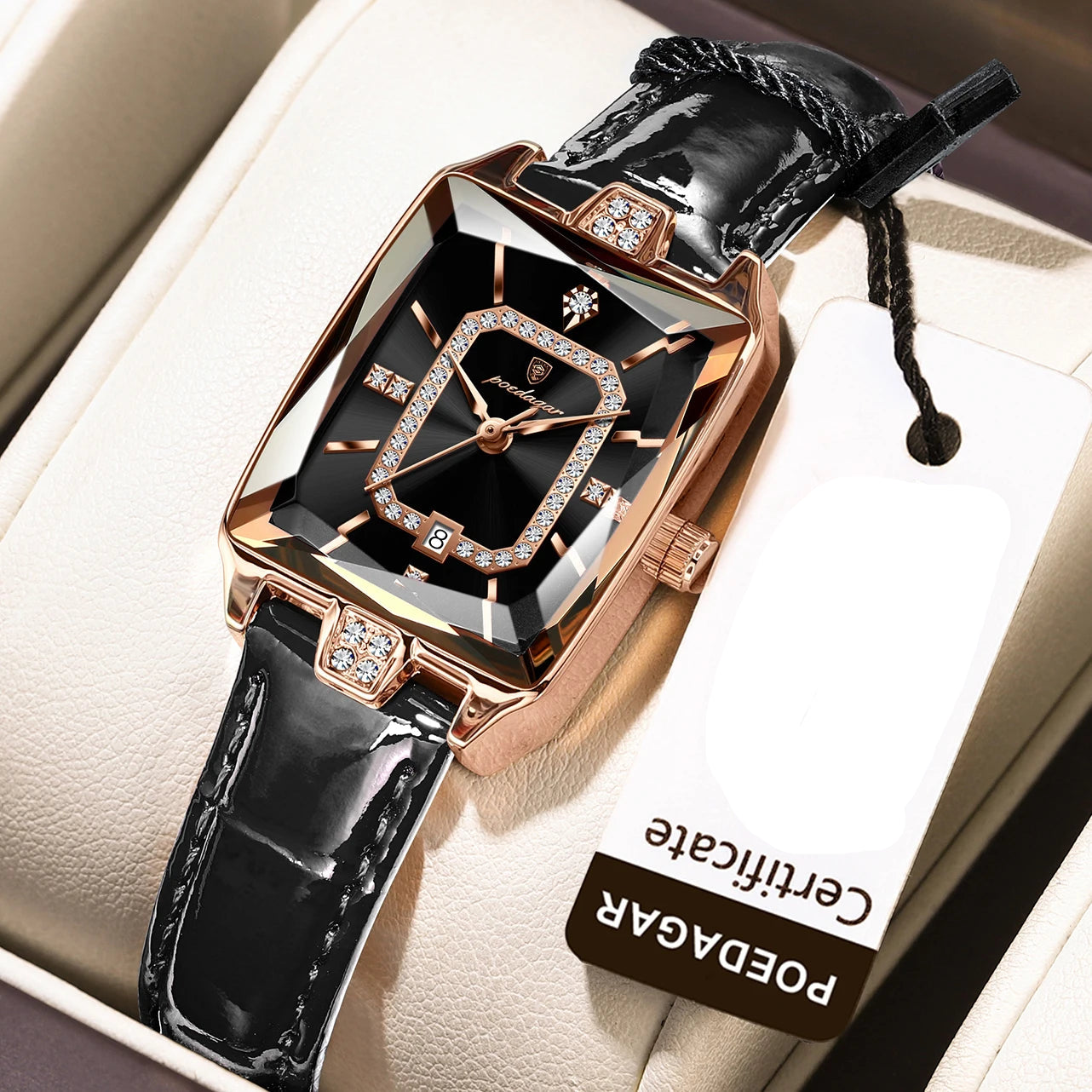 Luxury Rectangle Leather Watch – 2025 Collection