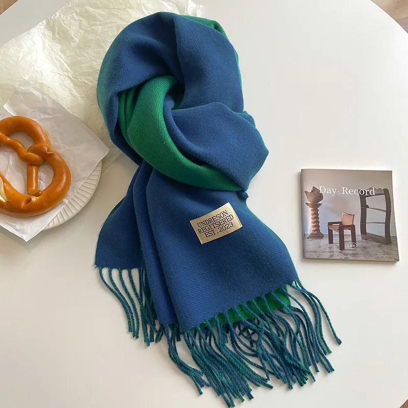 Double-Sided Faux Cashmere Winter Scarf – Winter 2025