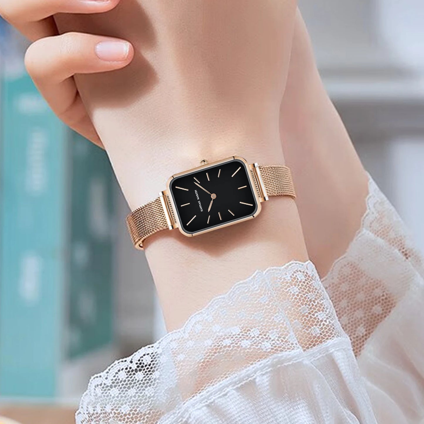 Rose Gold Square Mesh Strap Watch – 2025 Collection