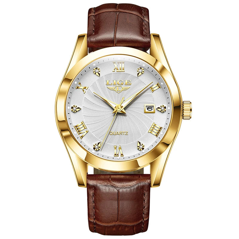 LIGE Luxury Sport Leather Watch – 2025 Collection