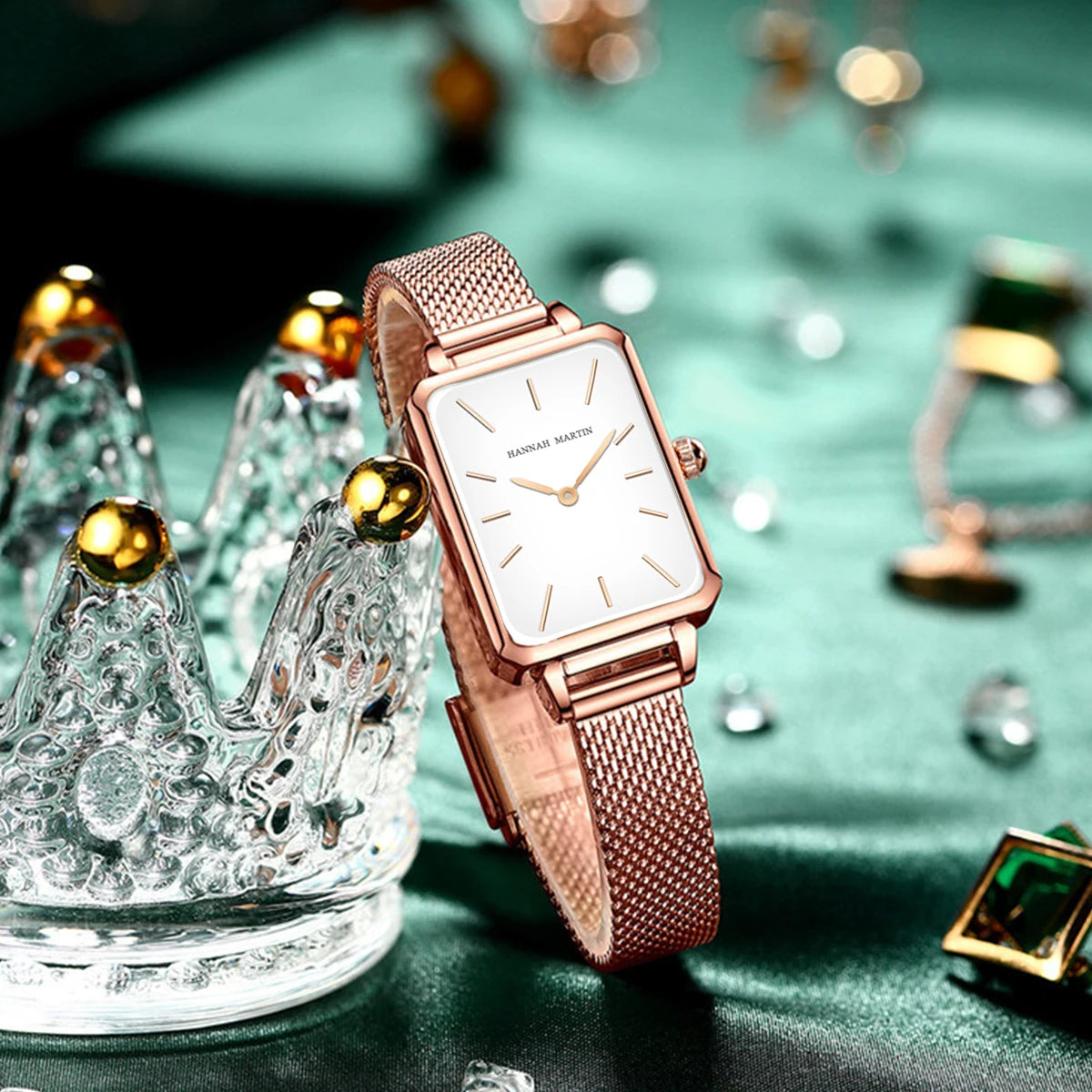 Rose Gold Square Mesh Strap Watch – 2025 Collection