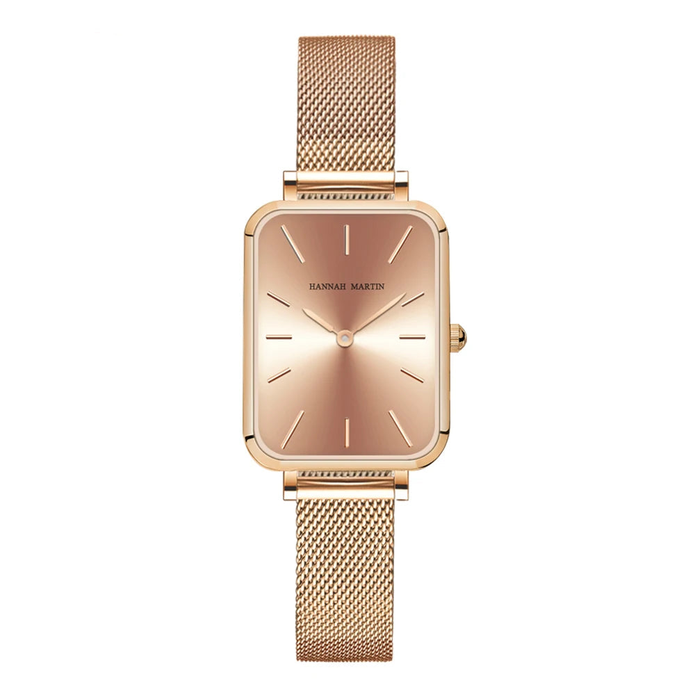 Rose Gold Square Mesh Strap Watch – 2025 Collection