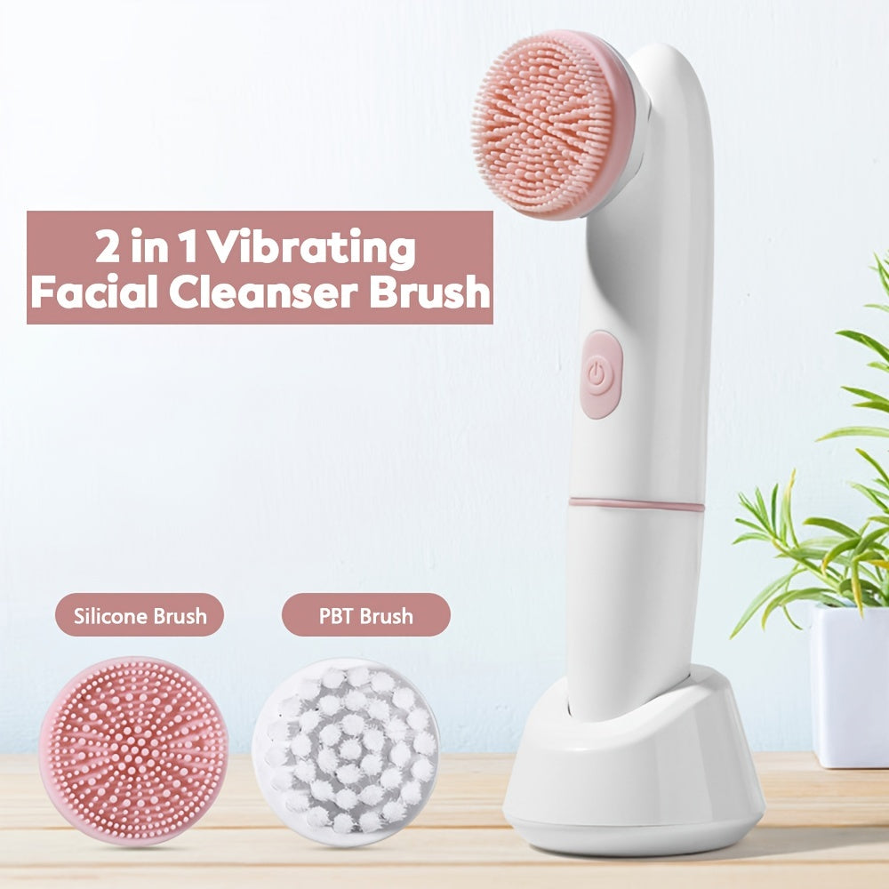 2-in-1 Electric Face Cleansing Brush with Massage