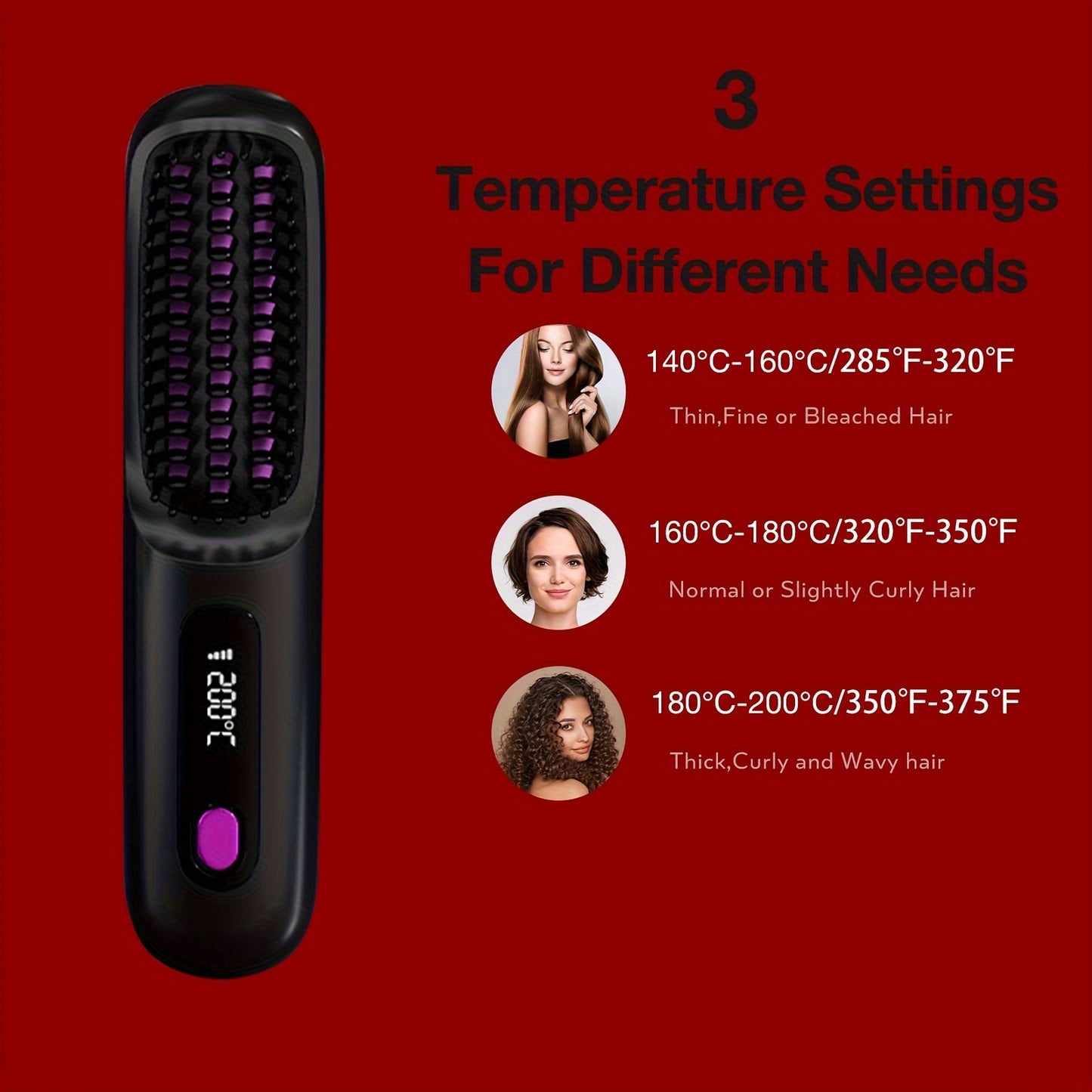 Wireless Hair Straightening Comb