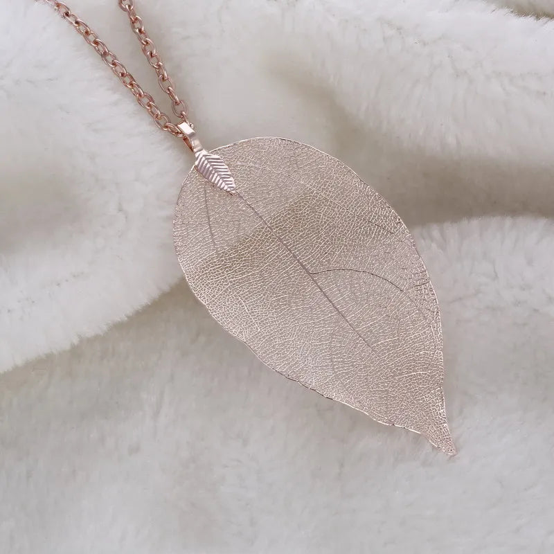 Real Leaf Pendant Necklace