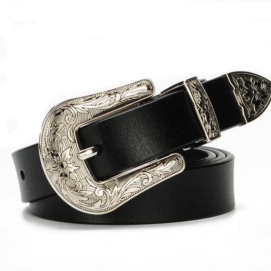 Vintage Leather Belt with Retro Buckle – 2025 Collection