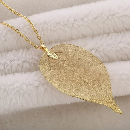 Real Leaf Pendant Necklace