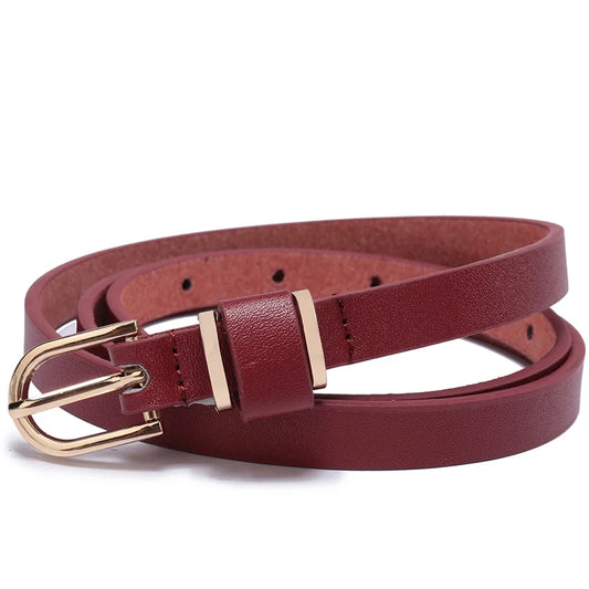 Skinny Solid Color Leather Belt – 2025 Collection