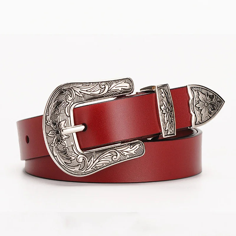 Vintage Leather Belt with Retro Buckle – 2025 Collection