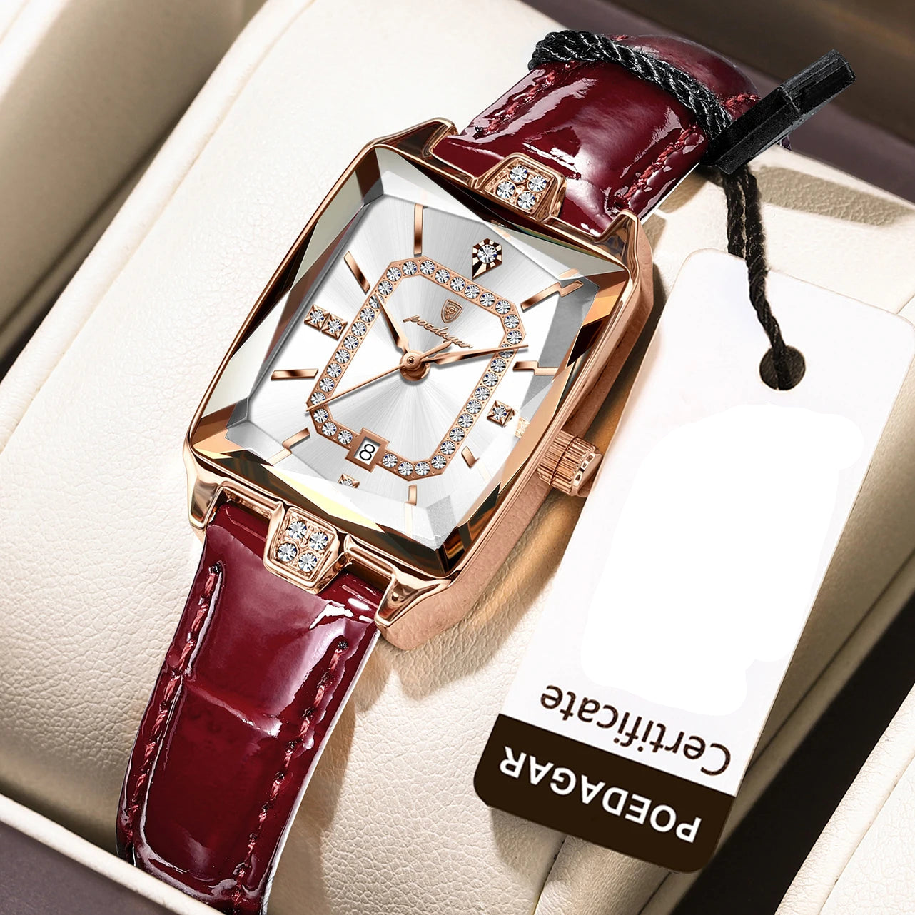 Luxury Rectangle Leather Watch – 2025 Collection
