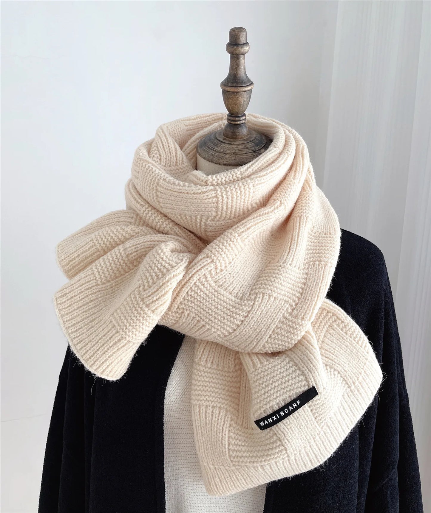 Emerald Striped Knitted Wool Scarf – Winter 2025