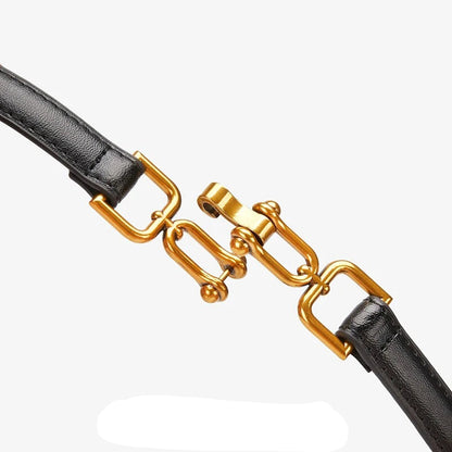 Korean Retro Gold Buckle Leather Belt – 2025 Collection