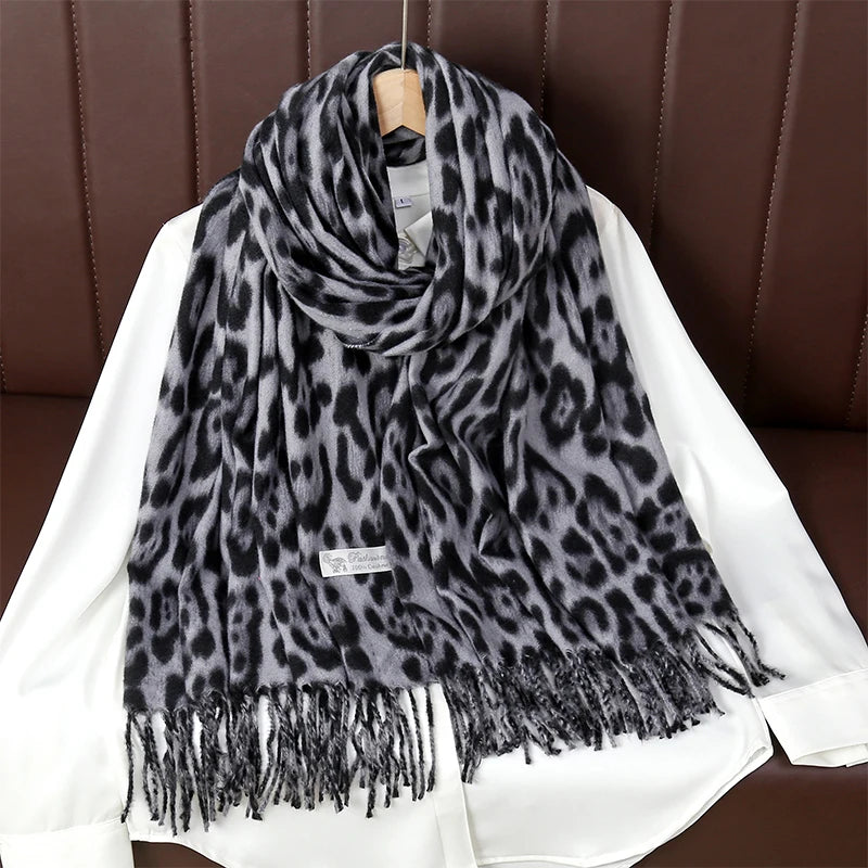 Bohemian Leopard Tassel Winter Scarf – 2025 Collection