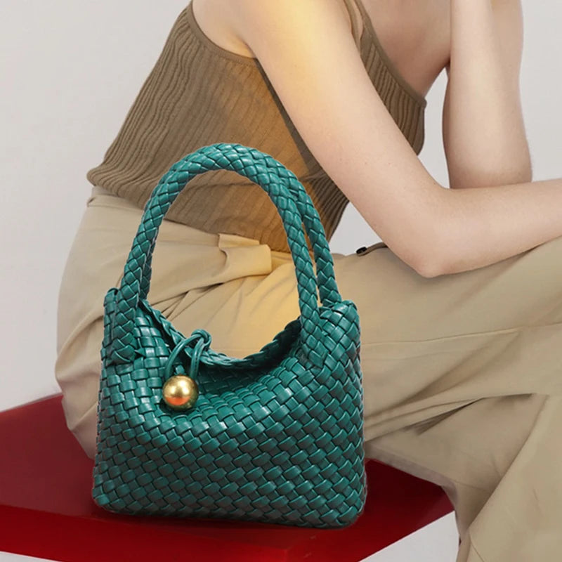 Vegan Leather Woven Shoulder Bag – 2025 Collection