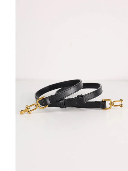 Korean Retro Gold Buckle Leather Belt – 2025 Collection