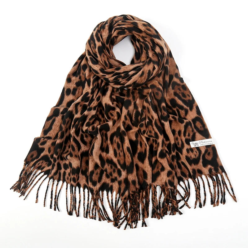 Bohemian Leopard Tassel Winter Scarf – 2025 Collection