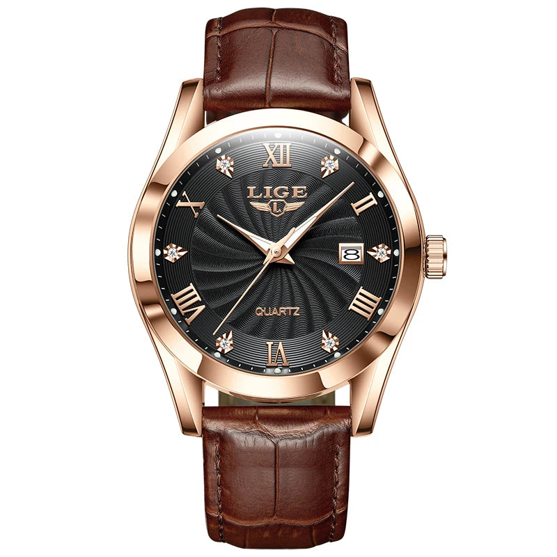 LIGE Luxury Sport Leather Watch – 2025 Collection