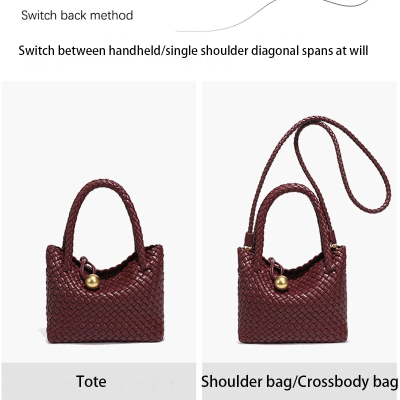 Vegan Leather Woven Shoulder Bag – 2025 Collection