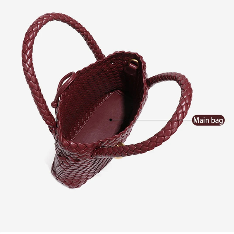Vegan Leather Woven Shoulder Bag – 2025 Collection