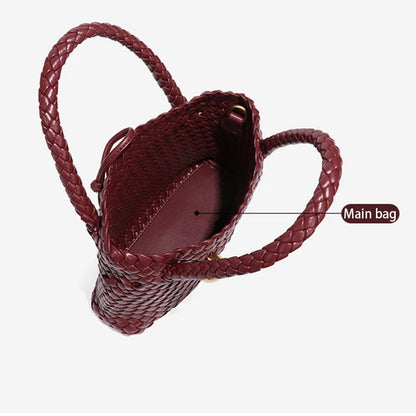 Vegan Leather Woven Shoulder Bag – 2025 Collection