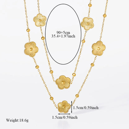 Gold Flower Clover Necklace