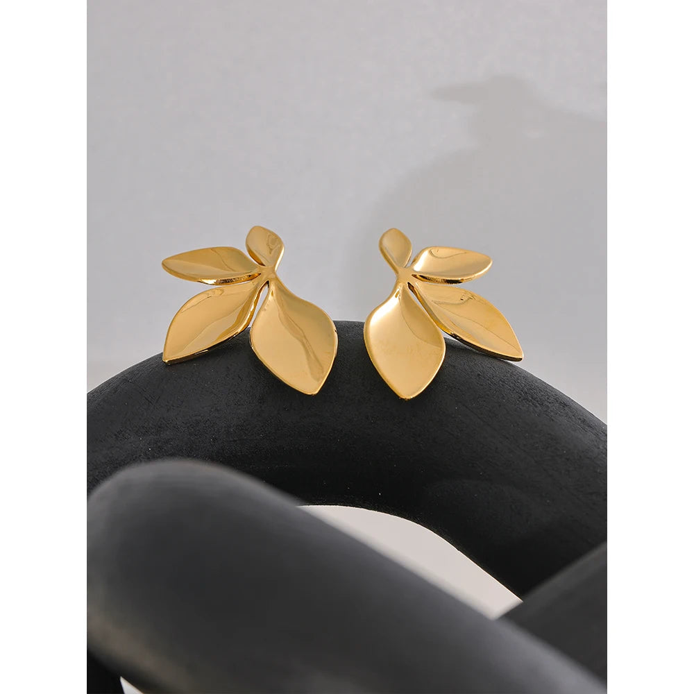 Golden Leaf Stud Earrings