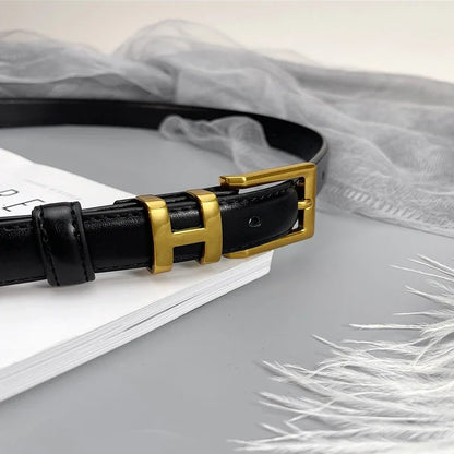 Golden Buckle Genuine Leather Belt – 2025 Collection
