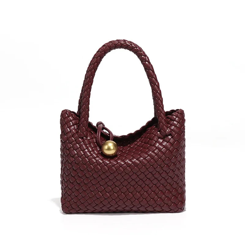 Vegan Leather Woven Shoulder Bag – 2025 Collection