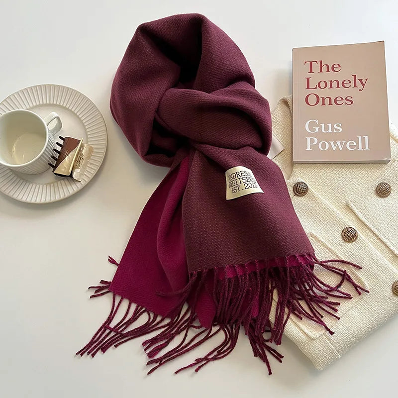 Double-Sided Faux Cashmere Winter Scarf – Winter 2025