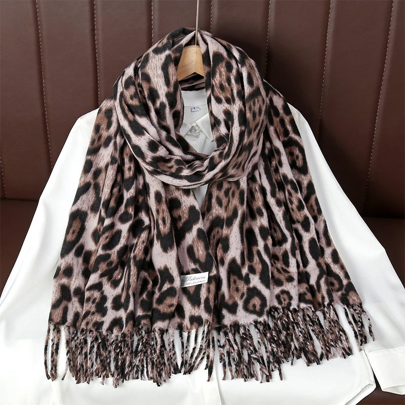 Bohemian Leopard Tassel Winter Scarf – 2025 Collection
