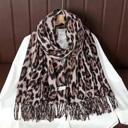 Bohemian Leopard Tassel Winter Scarf – 2025 Collection