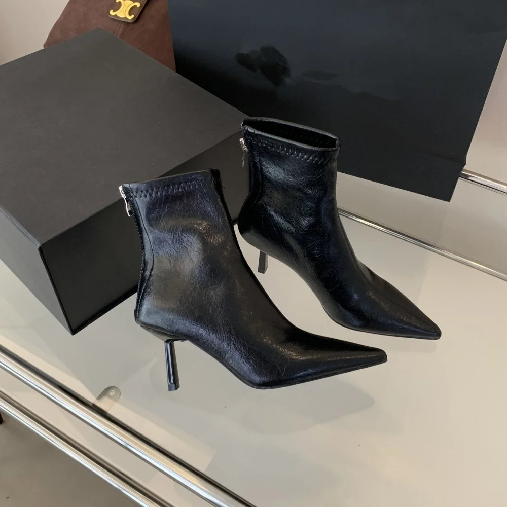 Pointed Toe High Heel Ankle Boots – Winter 2025