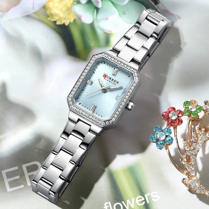 Luxury Rectangular Women’s Watch – Sparkling Elegance