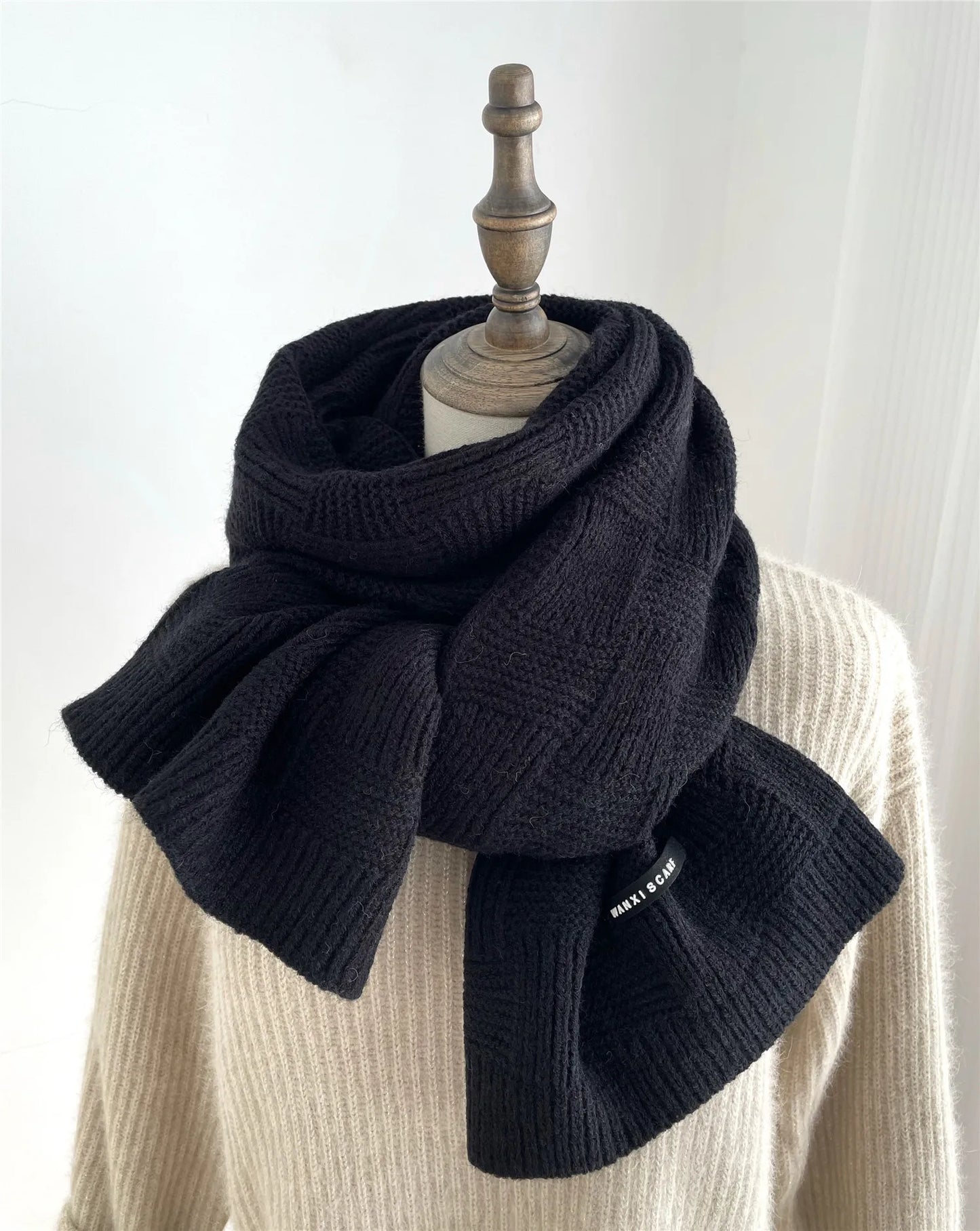 Emerald Striped Knitted Wool Scarf – Winter 2025