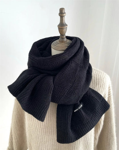 Emerald Striped Knitted Wool Scarf – Winter 2025