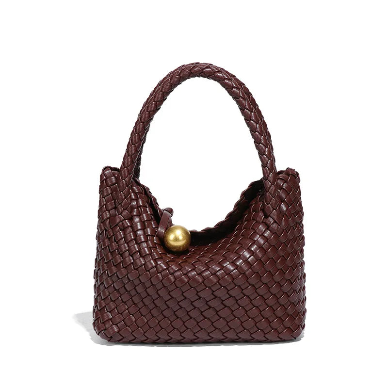 Vegan Leather Woven Shoulder Bag – 2025 Collection