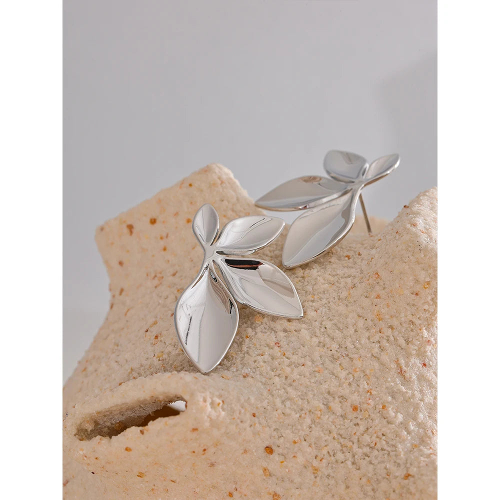 Golden Leaf Stud Earrings