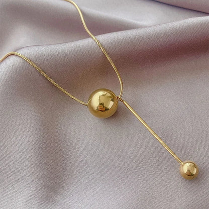 Classic Golden Bead Pendant Necklace