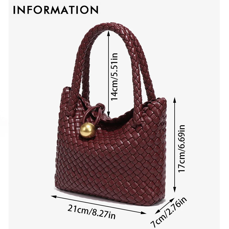 Vegan Leather Woven Shoulder Bag – 2025 Collection