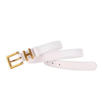 Golden Buckle Genuine Leather Belt – 2025 Collection