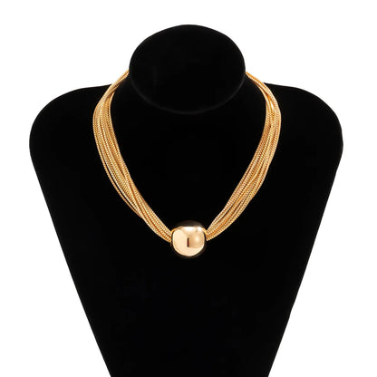 Gold Metal Multilayer Clavicle Necklace