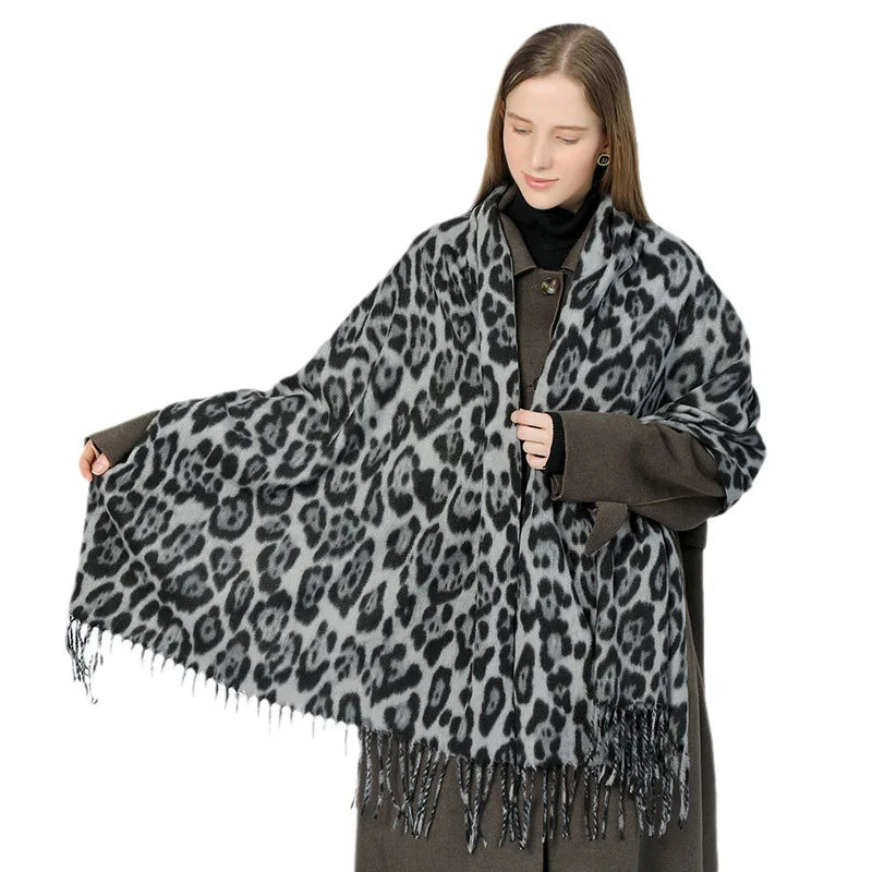 Bohemian Leopard Tassel Winter Scarf – 2025 Collection